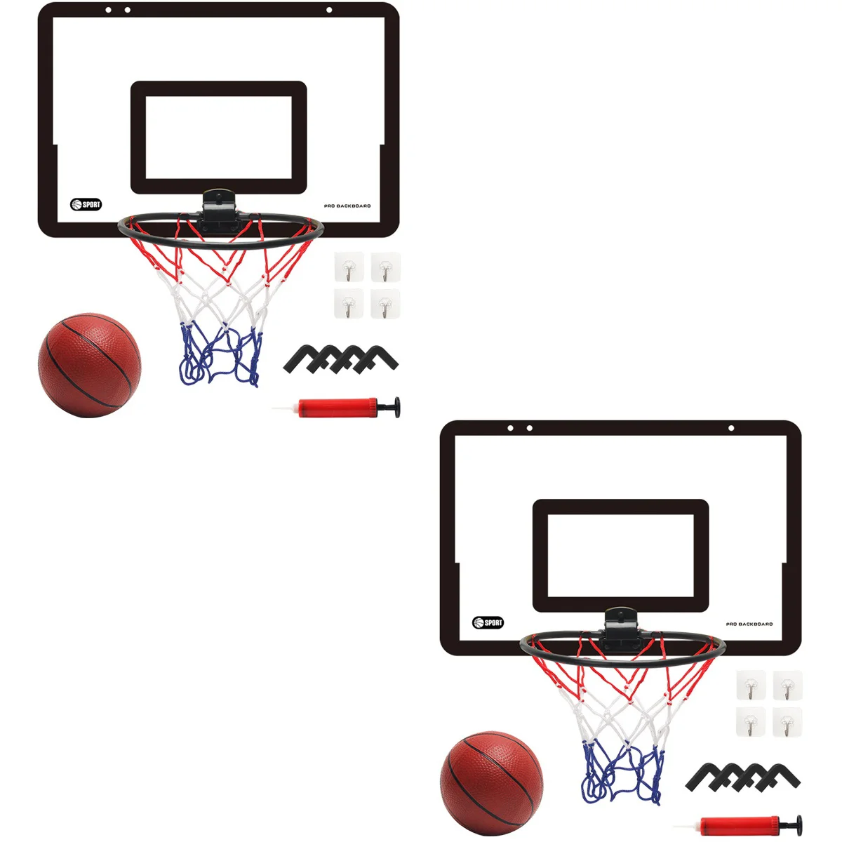 

2 Sets of Wall Basketball Stand Hanging Frame Children Basketball