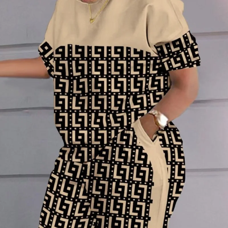 Женская летняя одежда новинка Женский комплект из футболки с коротким рукавом и