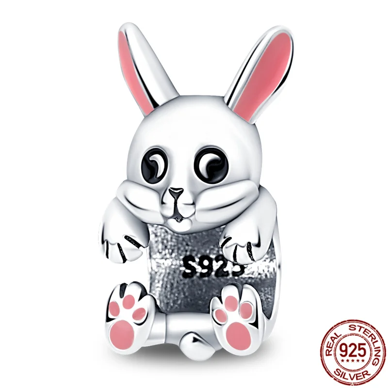 

Authentic silver color Bunny Bead Fit Original Pandora Bracelets Charm Dangle DIY Jewelry Woman Fine Gift