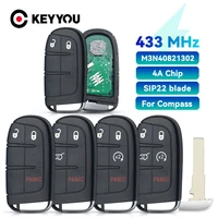 KEYYOU 5PCS For Jeep Compass C-CUV Trailhawk SIP22 M3N-40821302 68250335AB Smart Remote Car Key 433mhz 4A Chip Keyless