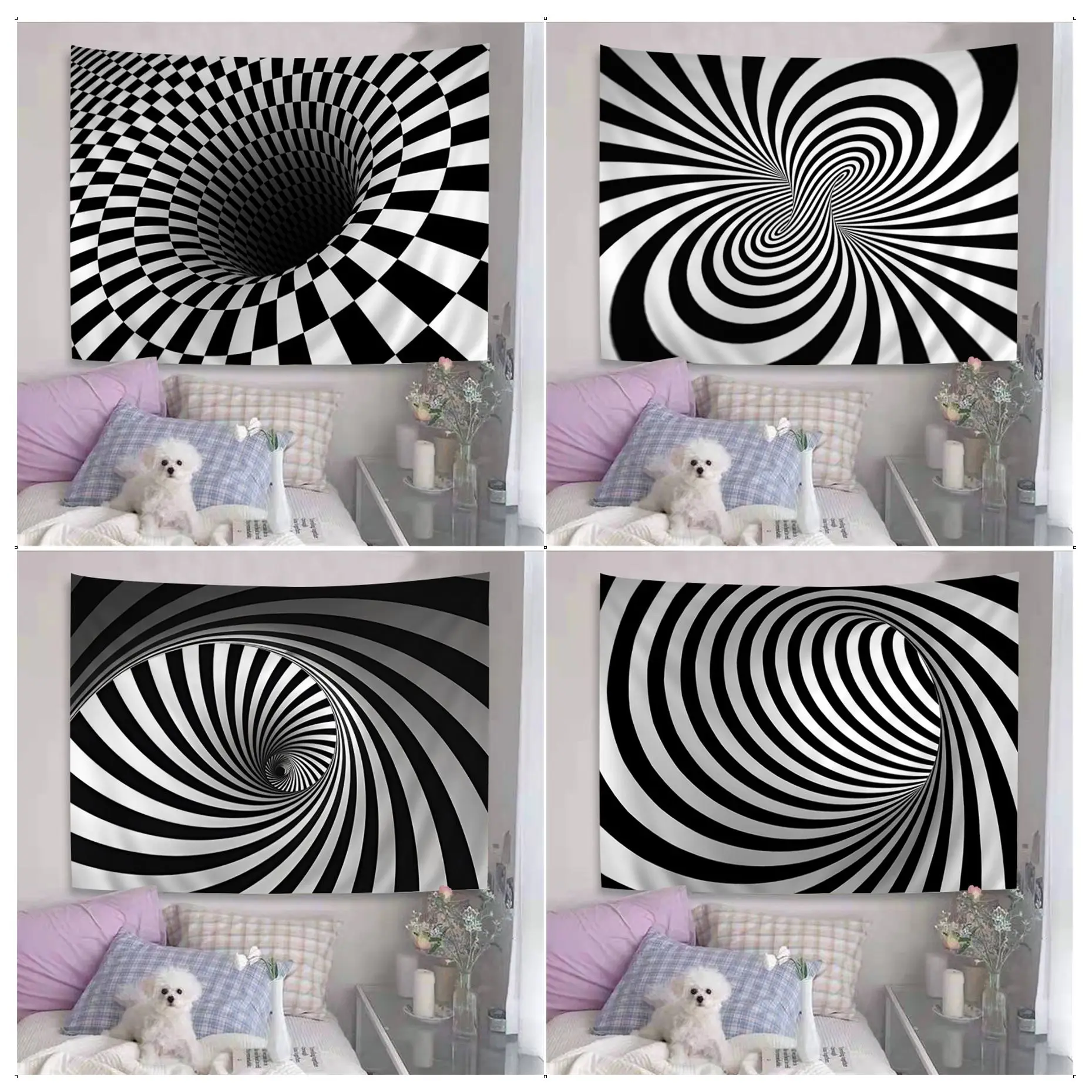 

3D Vortex Illusion Chart Tapestry Japanese Wall Tapestry Anime Wall Hanging Sheets