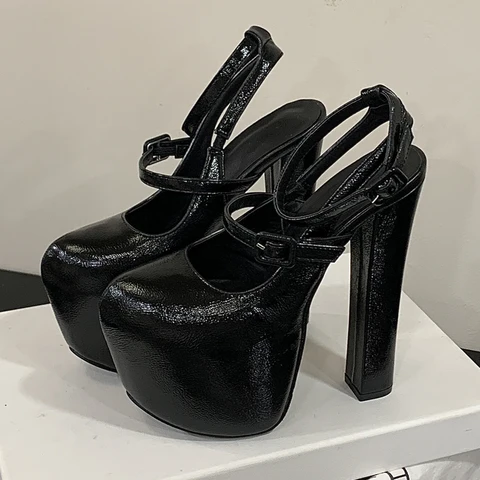 Aneikeh/модные туфли-лодочки на очень высоком массивном каблуке на платформе в Риме, женская обувь для стриптиза и вечеринки с пряжкой и ремешком для ночного клуба