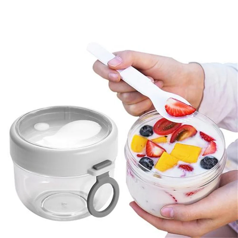 

600ml Overnight Oats Container Jars For Overnight Oats Airtight Portable Yogurt Cup Dishwasher Safe Breakfast Cups With Spoon