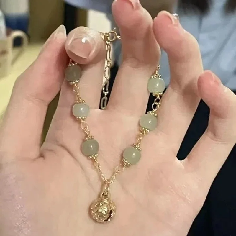 

Imitation Hetian Jade Beaded Charm Bracelet Opal Pearl Zircon Luxury Jewelry for Woman Girlfriend Birthday Gift Bracelet Jewelry
