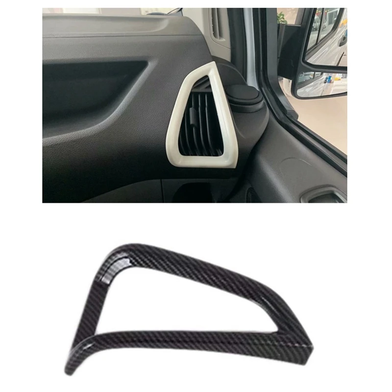 For Ford Transit 2017+ Car Carbon Fiber Dashboard AC Air Conditioner Outlet Vent Cover Trim Tourneo Custom 2016+