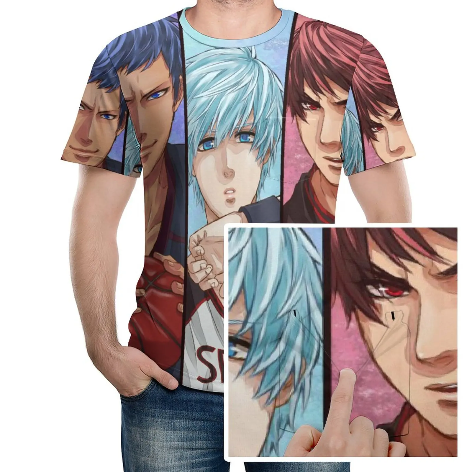 

Anime Kuroko's Basketball Men's New Summer 3D Pink Tulip Flower T-shirt Casual 3D Printing T-shirt