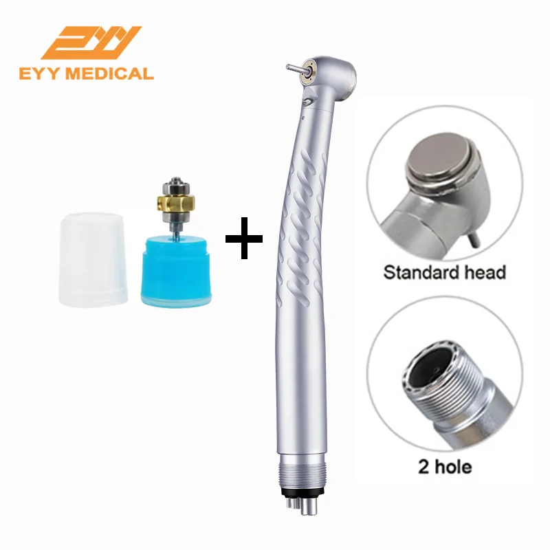 EYY Dental LED Turbine Handpiece withe E -Generator Push Button Big /Standard Head Cartridge Rotor 2/4 Hole