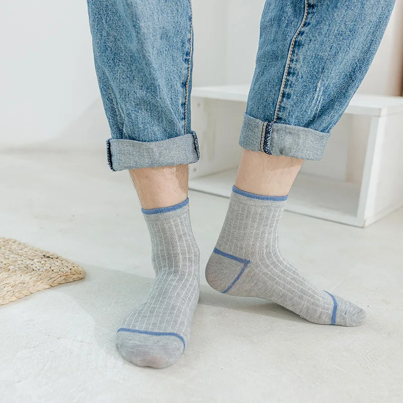 10 Pairs Pure Cotton Breathable Men's Socks Soft Mesh Sports High Quality Compression Four Seasons Socks Middle Tube Male Socks