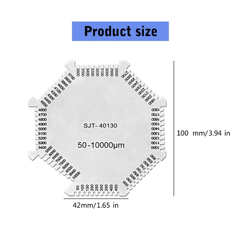 Профессиональный восьмиугольный гребень для влажной пленки толщиномер карта