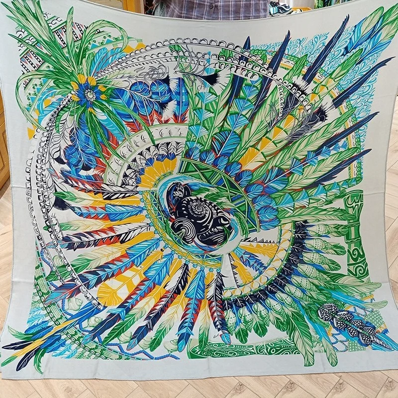 

Winter Female Scarf 70% Cashmere 30% Silk Warm Scarves 135*135cm Large Square Scarf Fashion Print Edge Hand Shawl Women's Scarf