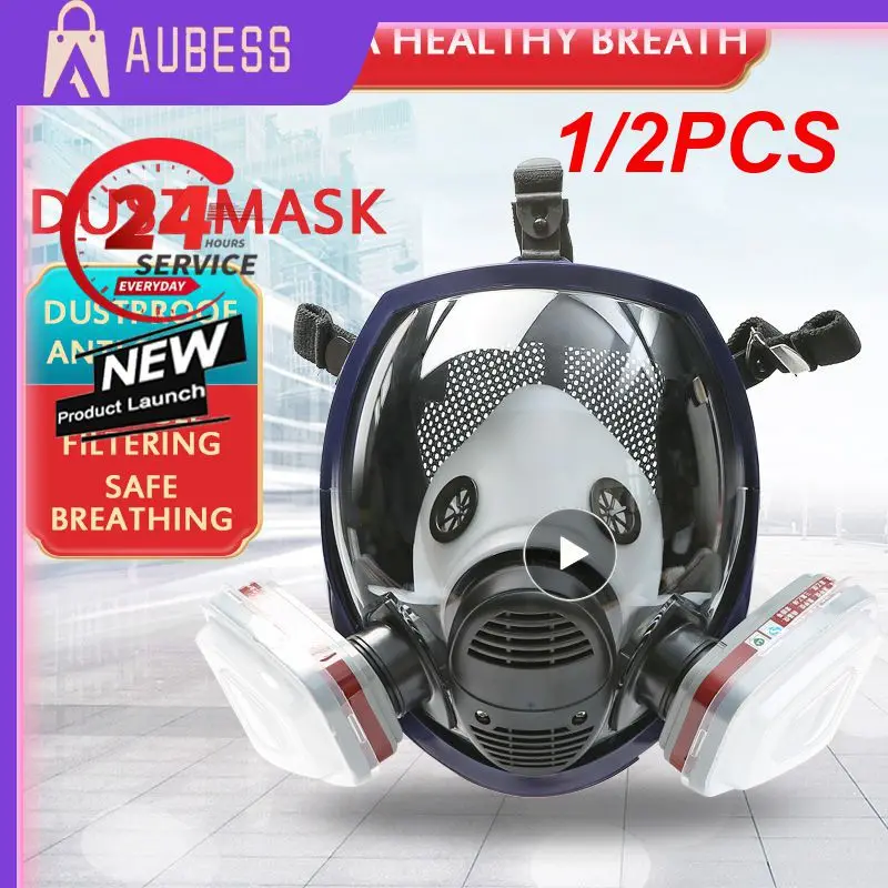 

1/2PCS Chemical Mask 6800 Gas Mask Dustproof Respirator Paint Pesticide Spray Silicone Full Face Filters for Laboratory Welding