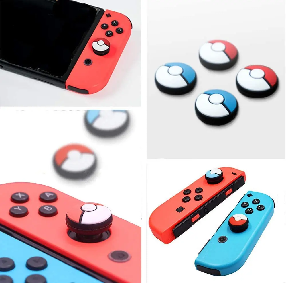 

4x Thumb grips for Switch Lite & Joy-Con joy stick caps pokeball pokemon