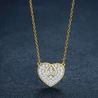 romantic bridal wedding necklace jewelry exquisite luxury shiny heart zircon pendant necklaces for women valentines day present