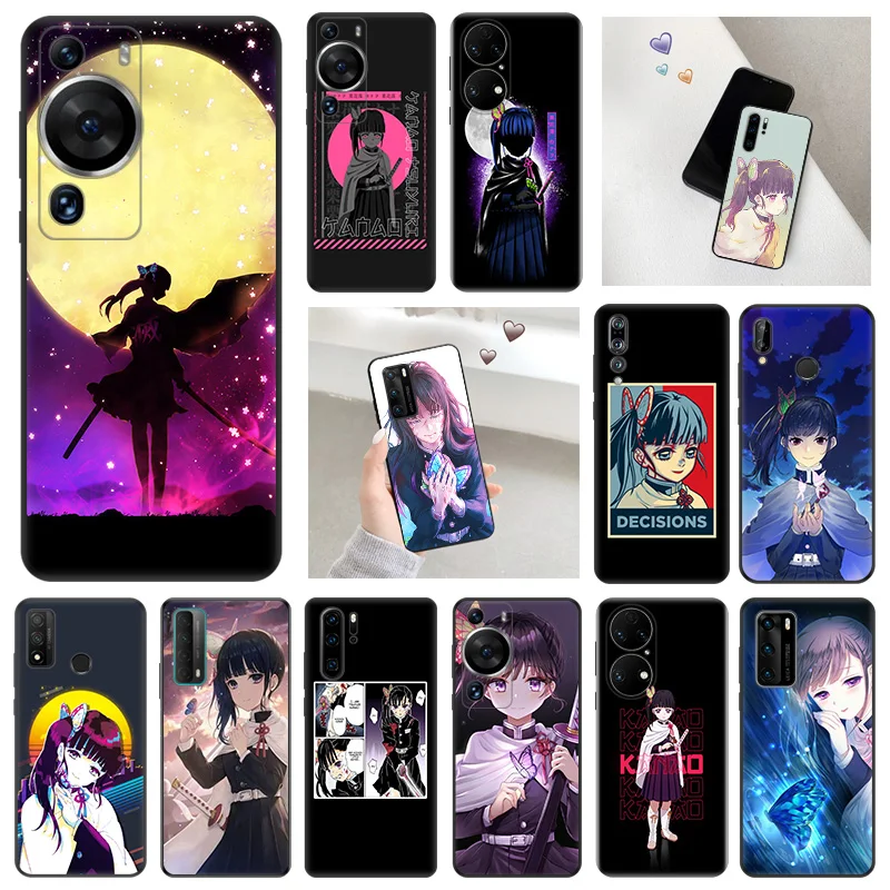 

Soft Phone Case For Huawei P40 P50 P60 Pro P30 P20 Lite P Smart Z Pixel 7 6 5 a 4 Tsuyuri Kanawo Demon Slayer Black Matte Cover