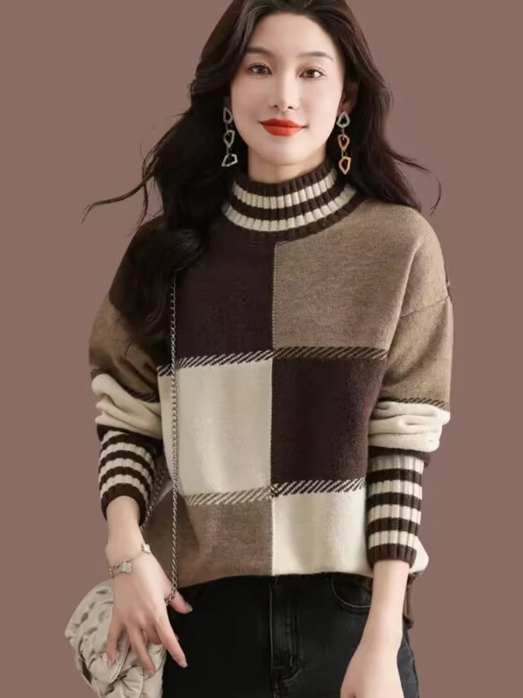 

Women Sweaters 2023 New Autumn Winter Korean Fashion Warm Pullovers O-neck Long Sleeve Top Vintage Knitwear Oversize Sweaters