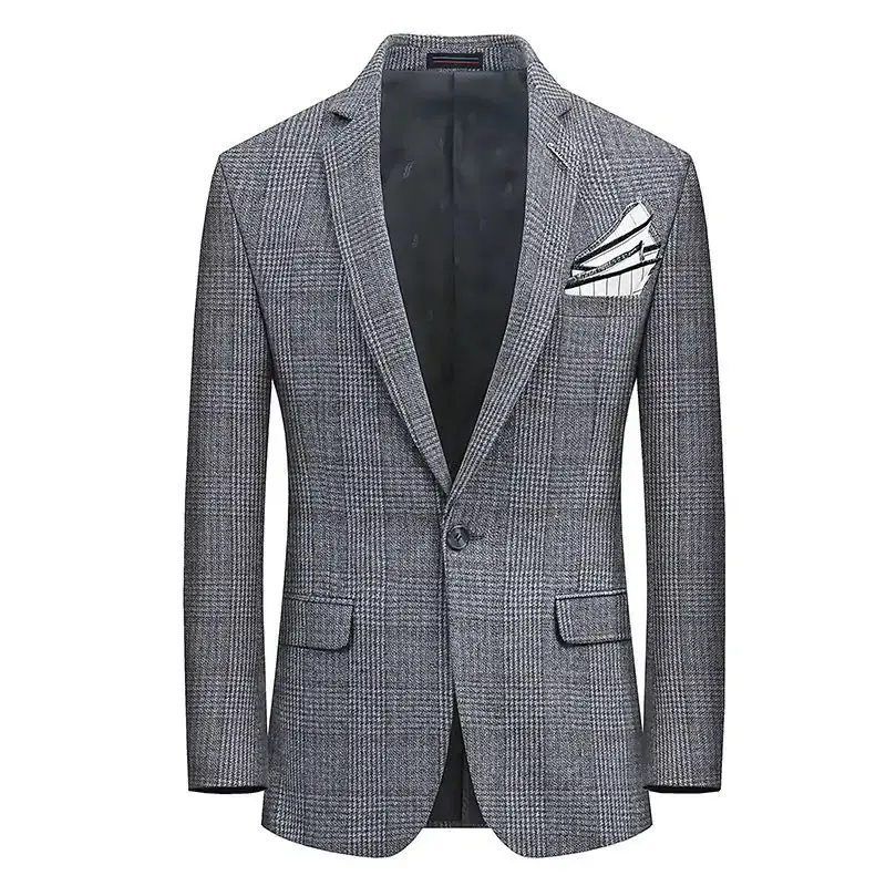 

Boutique [M-10XL] мужской шерстяной костюм большого размера, мужской удобный джентльменский Модный деловой облегающий Повседневный клетчатый костюм, куртка