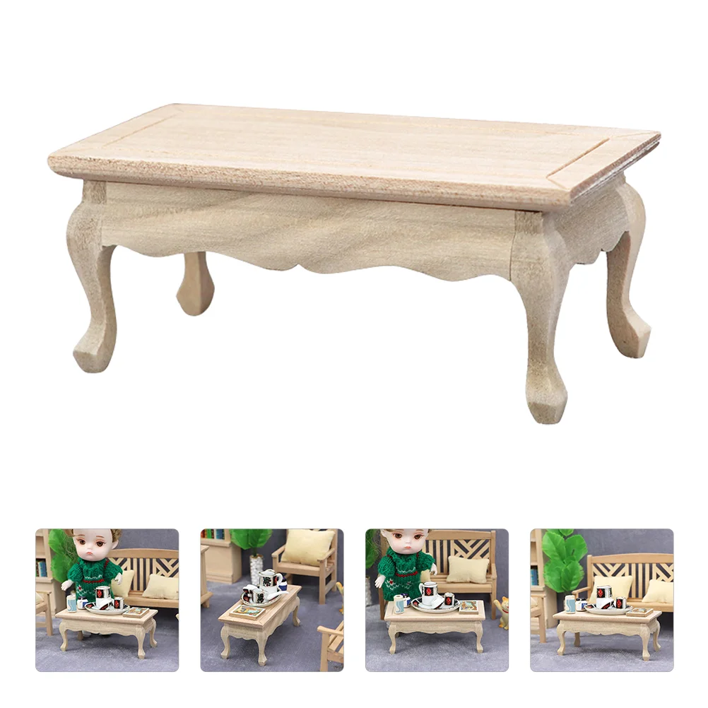 Miniature Furniture Model Wooden Mini Tea Table Mini House Model Accessories