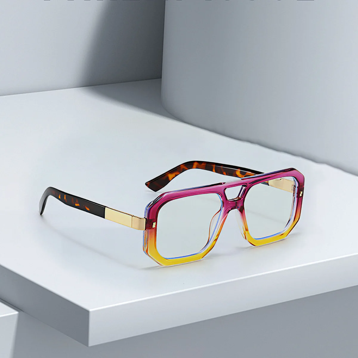 Новинка 2024 черные квадратные очки с защитой от синего света и золотыми линиями