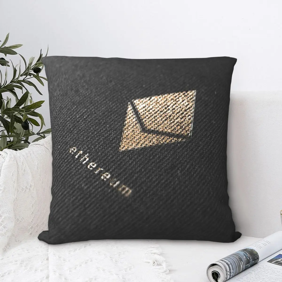 

Ethereum Essential Hug Pillowcase Cyptocurrency Backpack Cushion Sofa DIY Printed Car Coussin Covers Decorative
