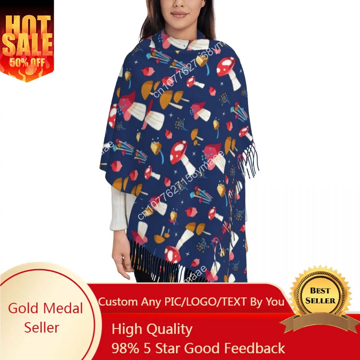 

Colorful Mushroom Scarf for Women Winter Fall Reversible Shawls and Wrap Cute Long Shawl Scarf for Daily Wear