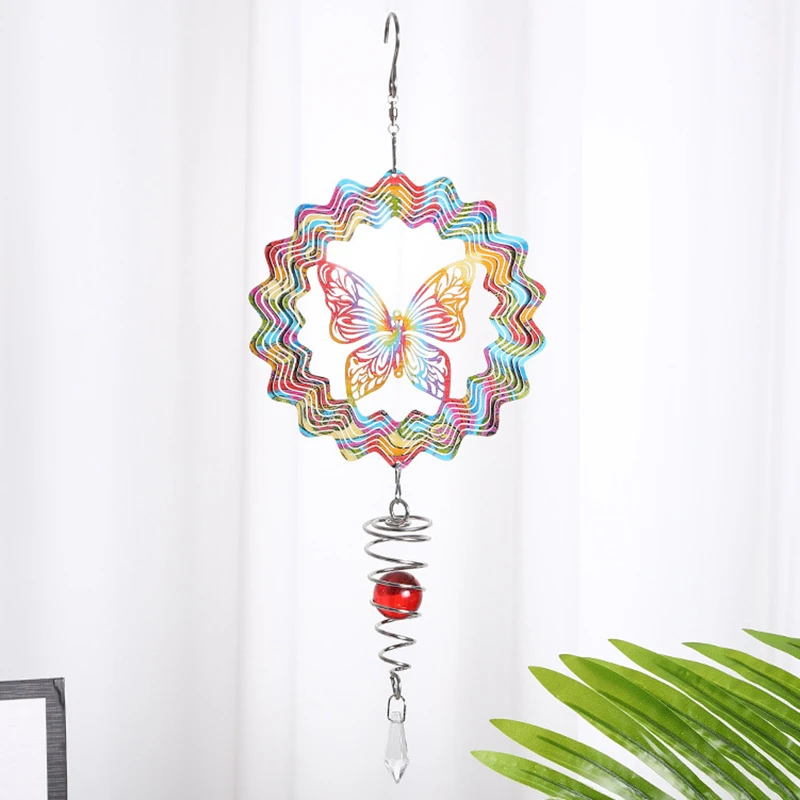 

Gorgeous Windward Spinning Windmill - Charming Butterfly Bird Home Decor, Crystal Wind Chime Glass Pendant for Outdoor Balcony