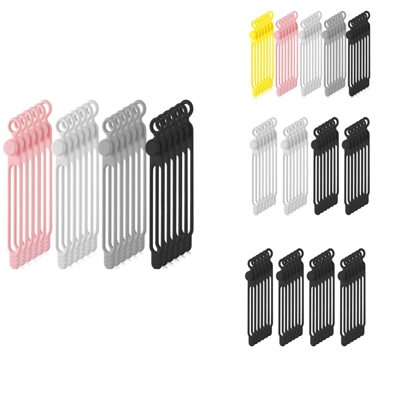 

40Pcs Silicone Cable Ties Reusable Holder Strap Cord Ties Adjustable Cable Straps Multipurpose Cable Organize (4 Colors)