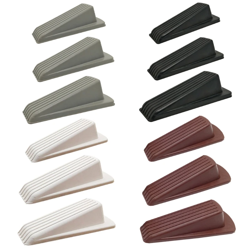 

Rubber Door Stoppers Door Stop Wedge Large Heavy Duty Flexible Door Holder 3 Pack Non Marking Anti Slip 4 Colors G2AB