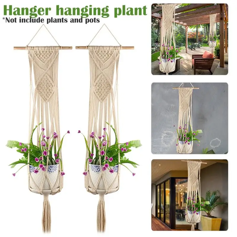 

New Handmade Macrame Plant Hanger Flower Pot Hanger Hanging Rope Braided Craft For Wall Decoration Countyard Garden Plant Holder