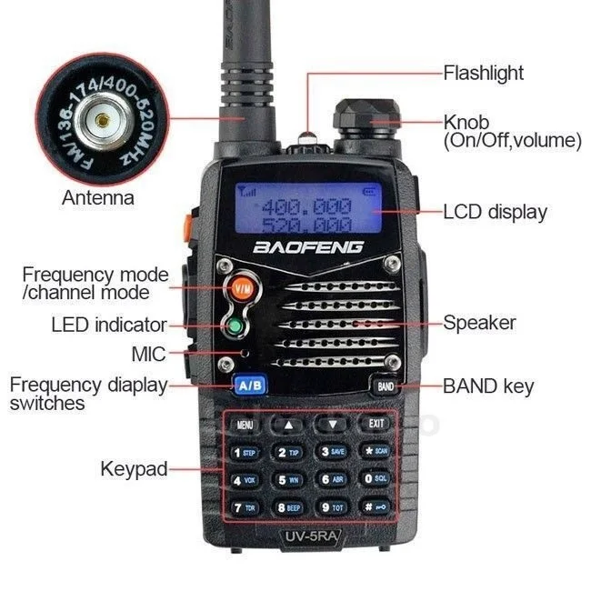 Walkie Talkie Baofeng UV-5RA Portable CB Radio UV5RA Dual 136-174 MHz & 400-520 MHz UV 5RA for Ham Hotel Commercial Security Use