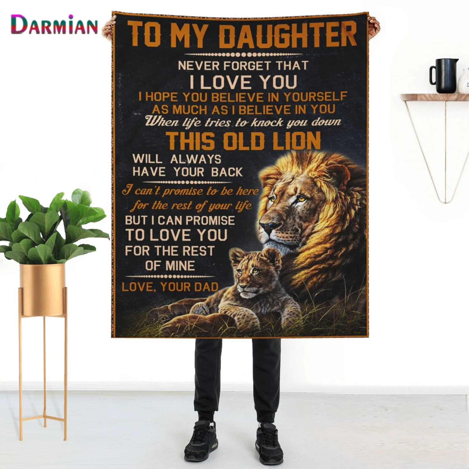 

DARMIAN Letter to My Daughter Kids Soft Blanket Washable Soft Bedbread Cover Quilt Personalized Support Home Sofa Plush Blanket
