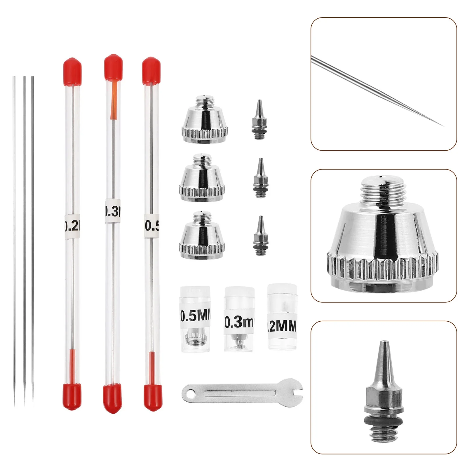 

Airbrush Accessories Sprayer Replacement Part Needle Nozzle Spanner Wrench Set Caliber Kit Alloy Decked