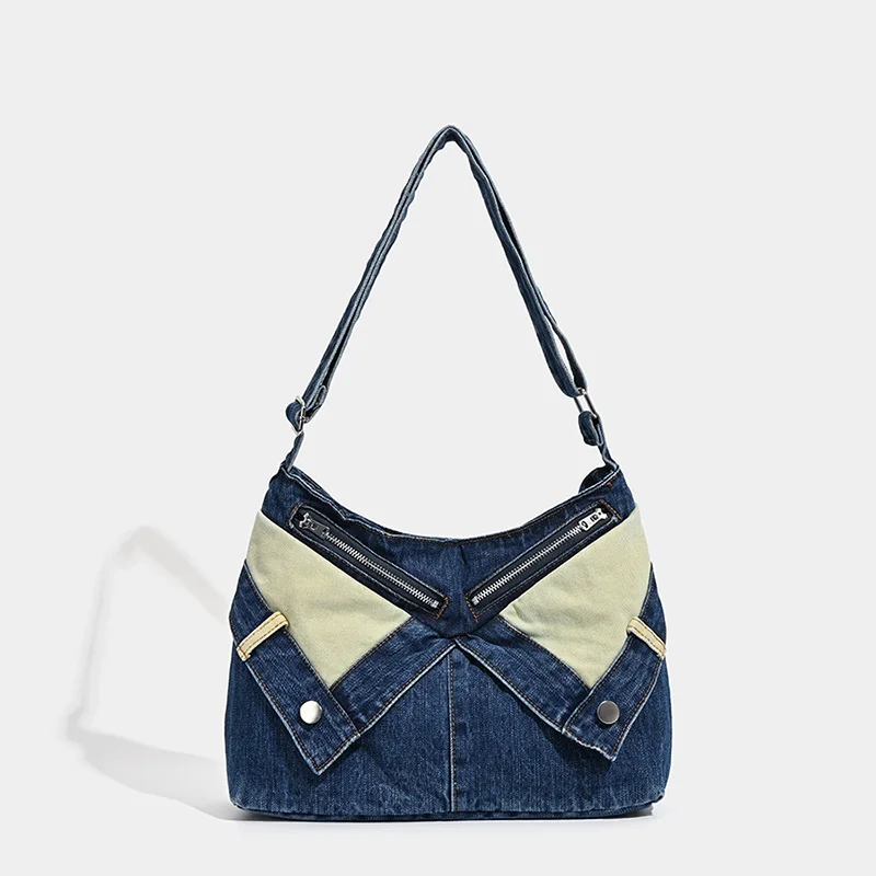 Y2K джинсовая сумка на плечо для женщин синяя парусиновая дизайн джинсовый топ