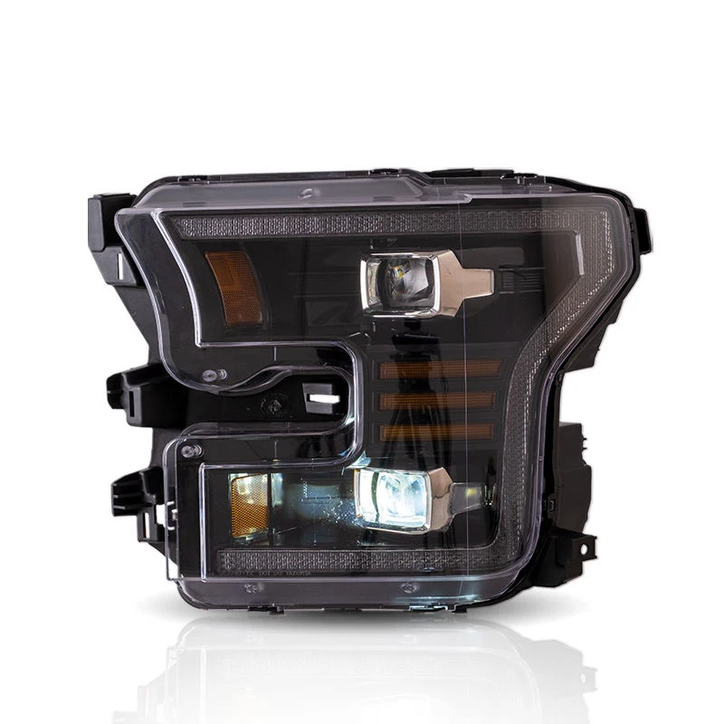 Фото Анимированные светодиодные фары Amber DRL для Ford Raptor 2016-2021, полностью светодиодные передние фары 2015-2017 для F150 №3