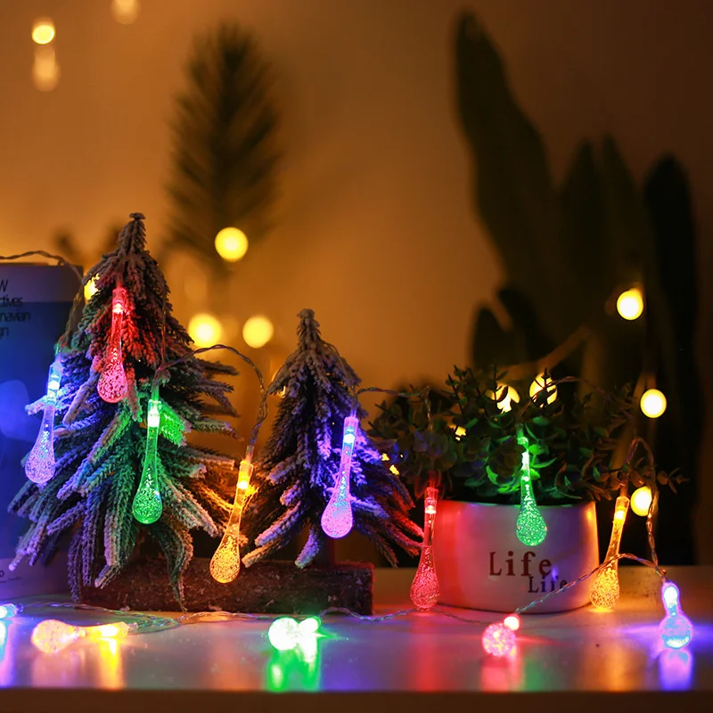 

2023 светодиодная гирлянда в виде капель воды, 20/80 светодиодов, водонепроницаемая уличная садовая гирлянда, огни для праздника, украшение для рождества, свадьбы, вечеринки