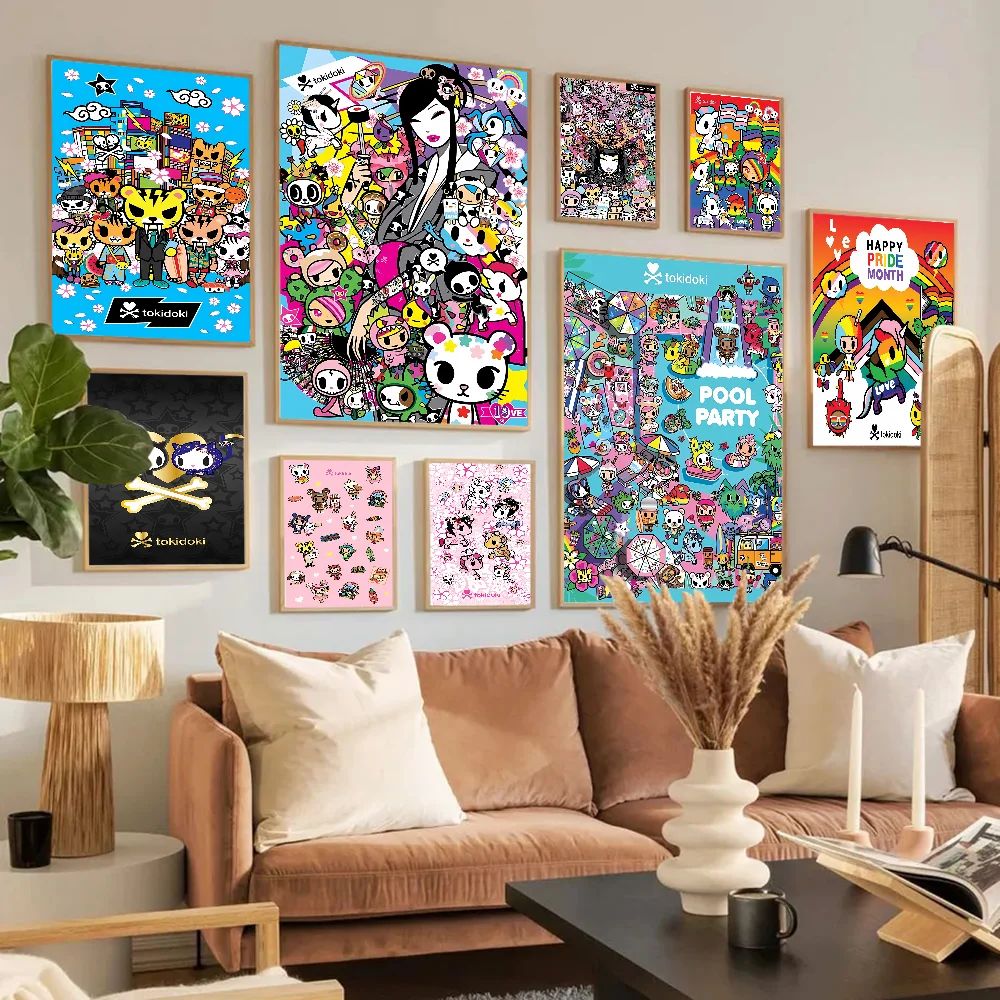 Kawaii T-Tokidoki аниме постеры липкие украшения картина на стену искусство белая