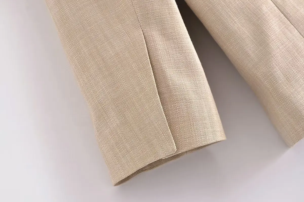 Maxdutti French Blogger Elegant Beige Blazer Women Loose Jacket Ladies Boyfriend Style Fashion Simple