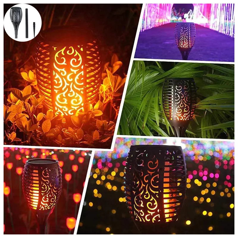 

Уличные светодиодные фонари на солнечной батарее, мерцающий танцевальный фонарь с пламенем, водонепроницаемый садовый светильник для укра...