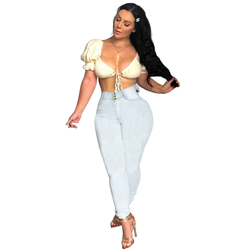 

Узкие джинсы для женщин, узкие женские джинсовые брюки-карандаш с высокой талией, облегающие Женские брюки с эластичной талией, весенние бр...