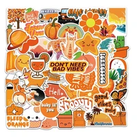 50pcs cute orange cartoon doodle sticker luggage laptop guitar waterproof sticker decal diy stickers
