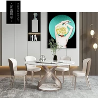 light luxury rock slate dining table and chairs combination models dining table oval simple modern living room home dining table