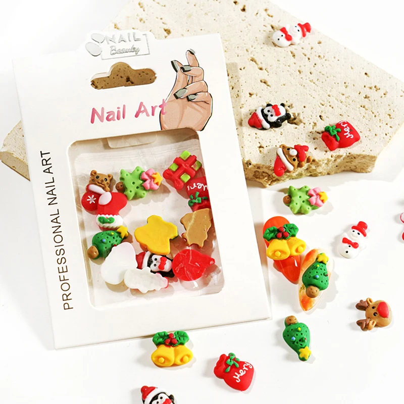 

12 шт./коробка, новогодние украшения для ногтей