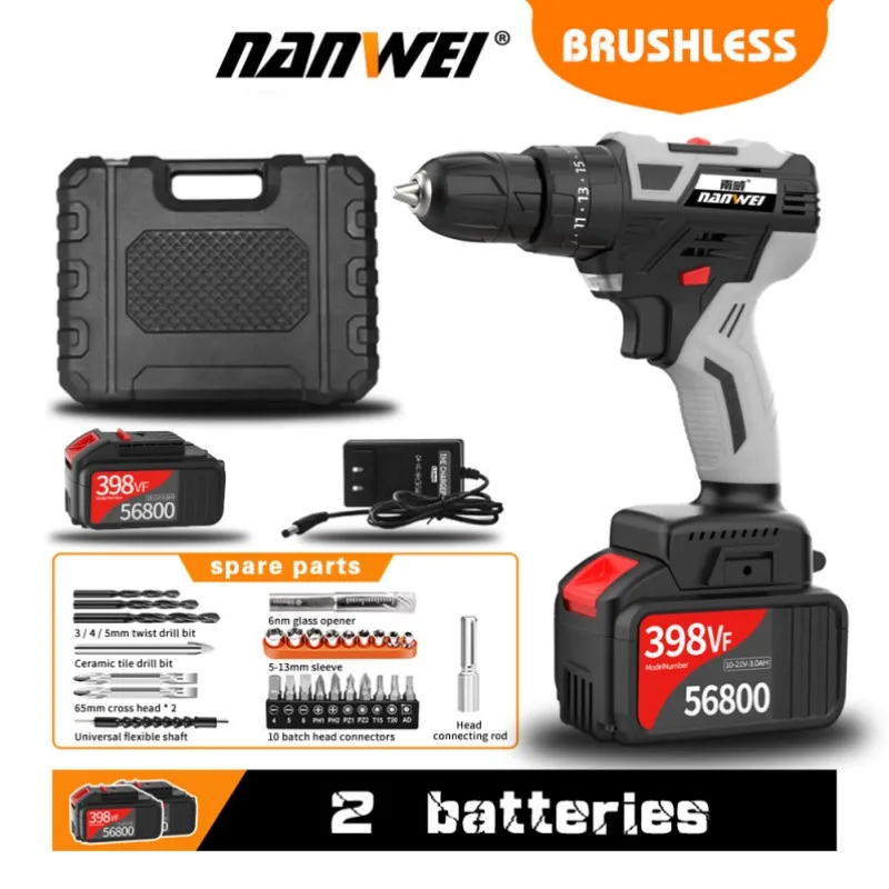 

brushless Cordless Drill Electric Screwdriver impact Wireless Power Rechargeable Driver Lithium-Ion Battery Charged Power Tools