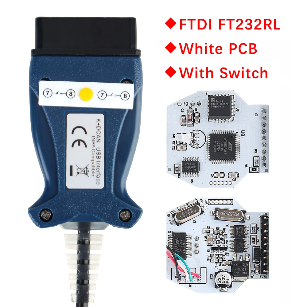 С переключателем FTDI FT232 чип OBD2 сканер K + CAN для BMW E шасси E46 E60 E87 MINI R50 автомобильные