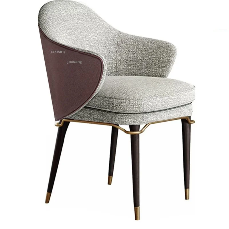 

Тканевые обеденные стулья в скандинавском стиле с высокой спинкой, современный подлокотник, удобное украшение для гостиной комнаты