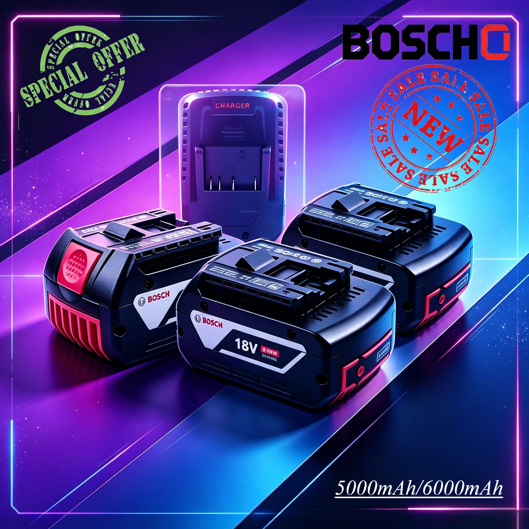 Фото Оригинальный аккумулятор Bosch 18В с зарядным устройством, беспроводной профессиональный комплект для работы в сухих условиях без статического разряда. №1