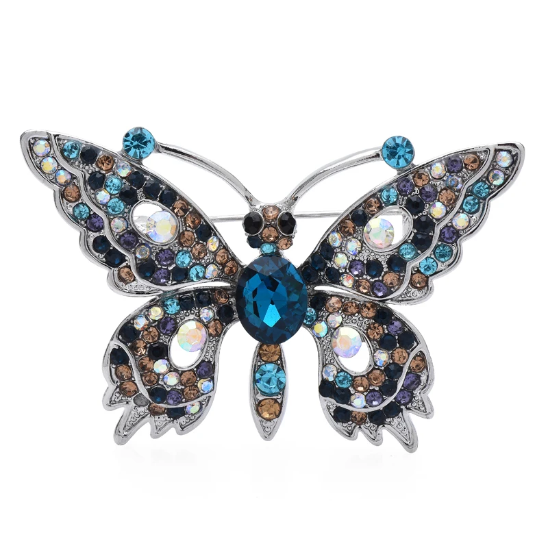 

Wuli&baby Rhinestone Butterfly Brooches For Women Unisex Flying 2-color Beauty Insects Party Office Brooch Pin Gifts