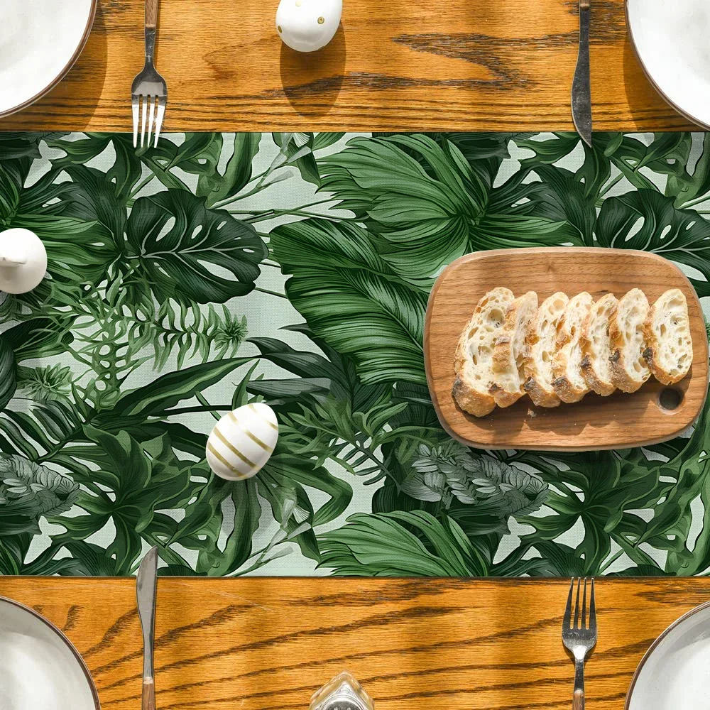 Зеленая настольная дорожка Zongye с листьями в лесу