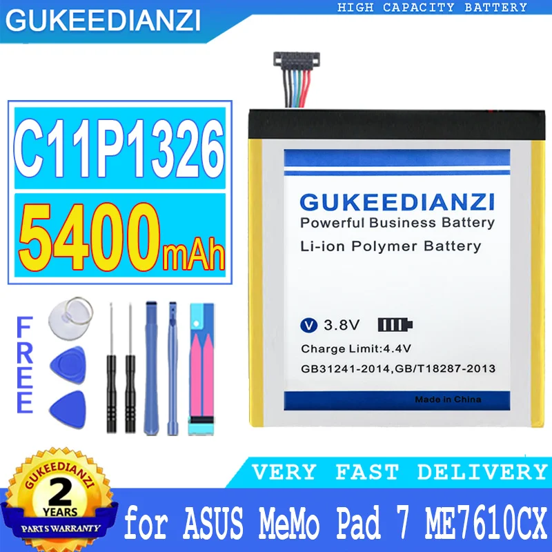 

Аккумулятор GUKEEDIANZI C11P1326 емкостью 5400 мАч для ASUS MeMo Pad 7 ME7610C ME7610CX ME176C ME176CX K013 ME176, батарея большой мощности
