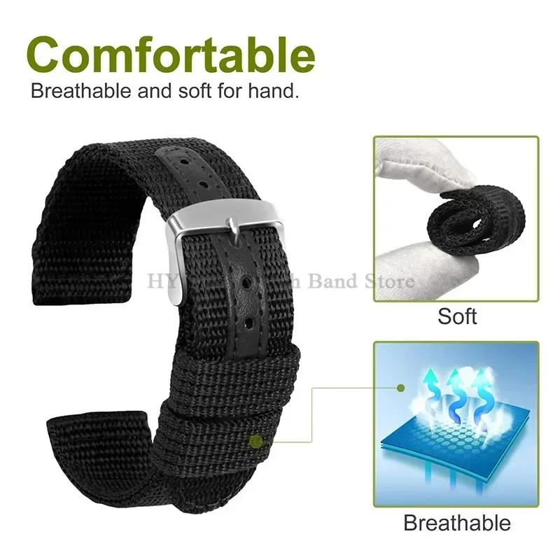 Эластичный нейлоновый ремешок для часов 18 мм 20 22 24 мужчин и женщин тканевый