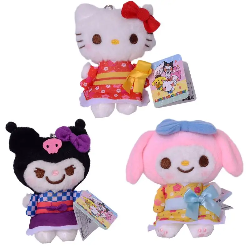 

10Cm Kimono Sanrioed Boutique Plush Pendant Melody Little Devil Kuromi Doll Pendant Poped Girl Heart Plush Toy Birthday Gift